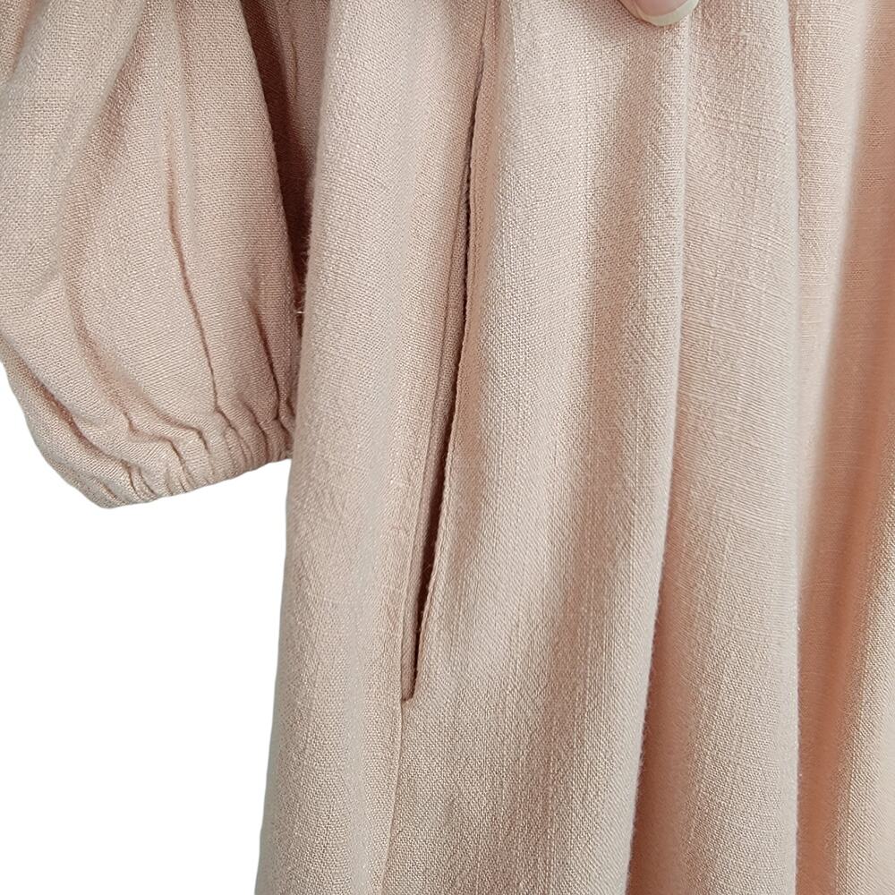LULUS Off-Shoulder Pale Peach Linen Blend Dress NEW - Size XS - Picture 4 of 9